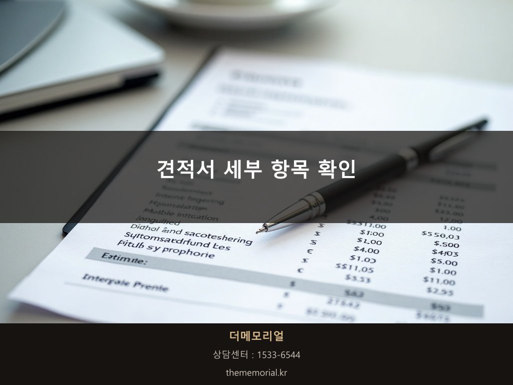 견적서 세부 항목을 손가락으로 짚어가며 확인하는 모습
