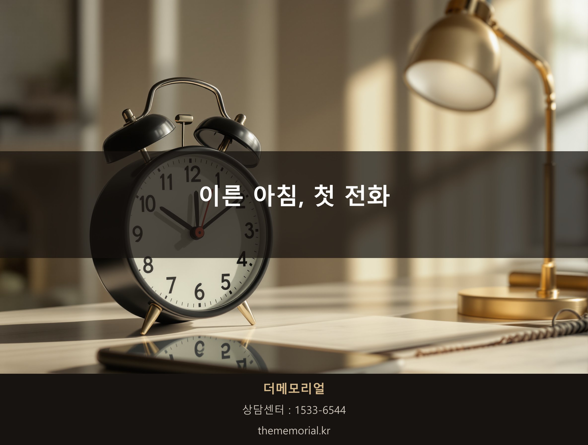 이른 아침 시계와 전화기