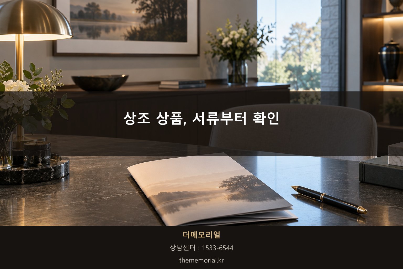 상조 상품 서류를 확인하는 상담 장면